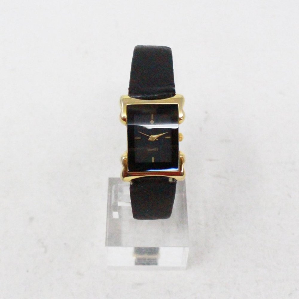 MOVADO #41486 Black Genuine Leather Stainless Steel Back Watch